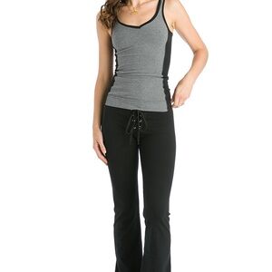 Gray and Black Tank Top with Black Pants